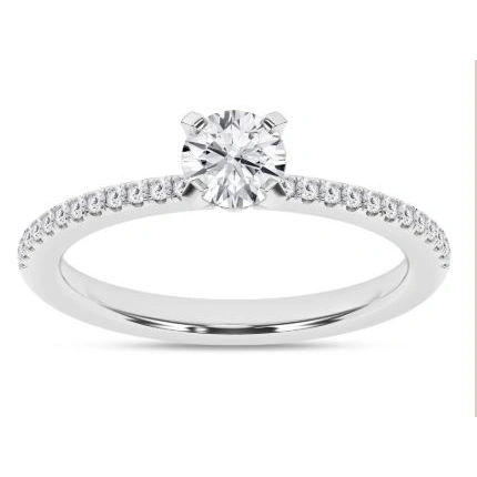14kt white gold Lab Grown Diamond eng ring D tw 0.62 C 0.50 VS G/H IGI cert