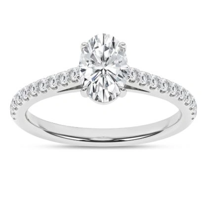 14kt white gold IGI cert lab grown diamond Oval Eng ring O tw 1.03cts tw 1.29cts VS, G/H Give Cert
