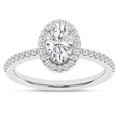 14kt white gold Lab Grown Diamond IGI certif. oval halo eng ring C tw 1.04cts tw 1.30 VS,G/H GIVE CERT