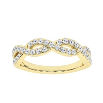 14kt yellow gold IGI certified lab grown diamond twisted infinity band D tw 0.75cts VS clarity, colorless E/F color