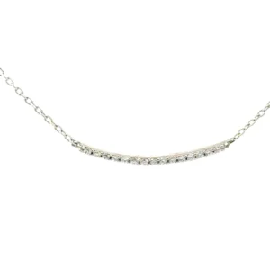"Elegant sterling silver necklace, with cubic zirconia bar pendant, on a versatile adjustable chain for perfect fitting."