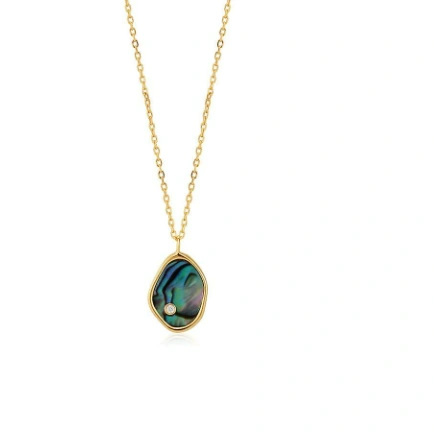 Gorgeous dangle pendant with sterling silver, goldtone, abalone, and sparkling cubic zirconia. a stunning piece!