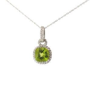 10KT Y/G GEN. PERIDOT /DIAMOND NECKLACE 39 ROUND DIAMONDS PROMO TW 0.12 PTS