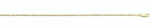 14kt yellow gold 1.5mm solid diamond cut rope chain with claw catch 16"