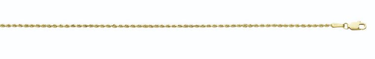 14kt yellow gold solid diamond cut rope chain 1.5mm with claw catch 18"