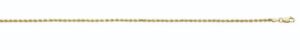 14kt yellow gold 2.1mm solid diamond cut rope chain with claw catch closure 22" long