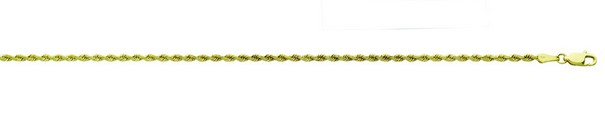 14kt yellow gold solid diamond cut 2.5mm rope chain with claw catch closure 18"