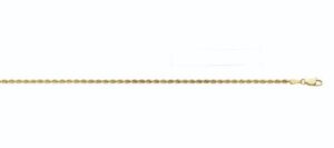 14kt yellow gold 2.5mm solid diamond cut 2.5mm rope chain with claw catch closure 20"