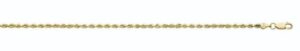 14kt yellow gold solid diamond cut 3.00mm rope chain with claw catch closure 20" long