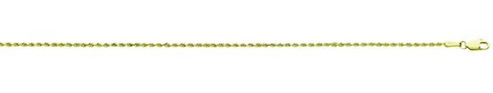 10kt yellow gold 1.5mm diamond cut solid rope chain with claw catch closure 16" long