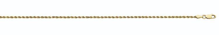 10kt yellow gold 2.1mm solid diamond cut rope chain with claw catch 18"