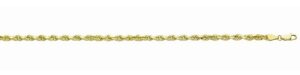 10kt yellow gold solid diamond cut 2.8mm rope chain with claw catch closure 18" long