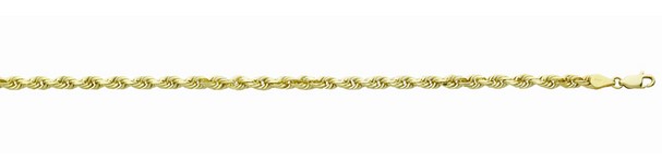 10kt yellow gold solid diamond cut 2.8mm rope chain with claw catch closure 18" long