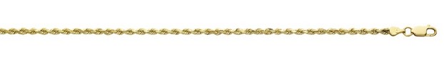 10kt yellow gold solid diamond cut 2.8mm rope chain with claw catch closure 20" long