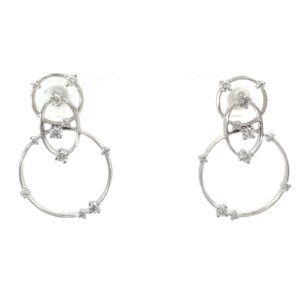 14kt white gold double circle dangle diamond earring D tw 0.56cts with screw backs SI clarity, near colorless I color