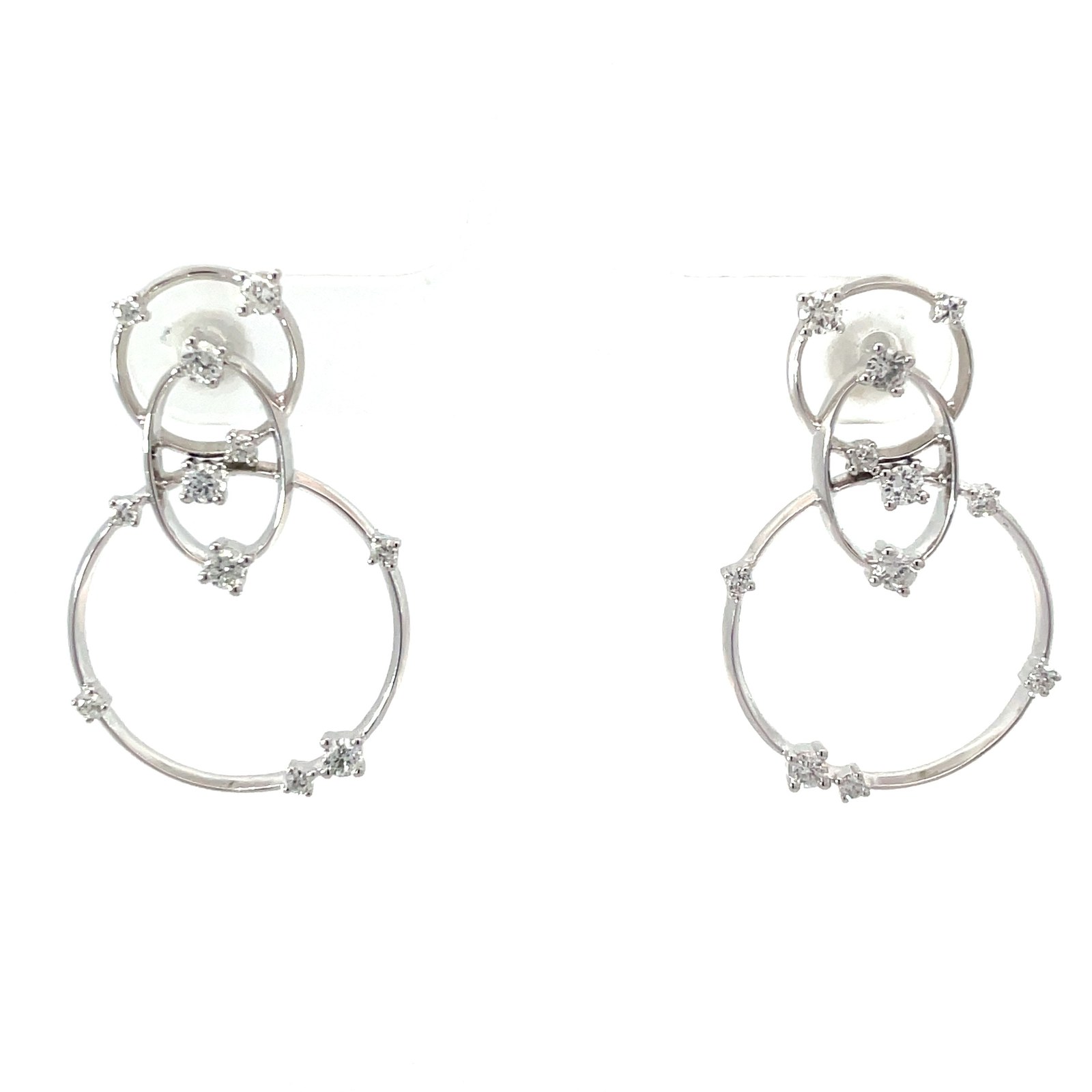wg .jpg 14kt white gold double circle dangle diamond earring D tw 0.56cts with screw backs SI clarity, near colorless I color