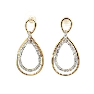 10kt yellow gold diamond pear shape drop earring D tw 0.48cts with screw backs SI clarity, near colorless I color