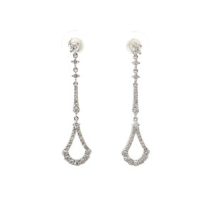 14kt white gold diamond drop earring with screw backs D tw 0.73cts SI1 clarity, near colorless H color
