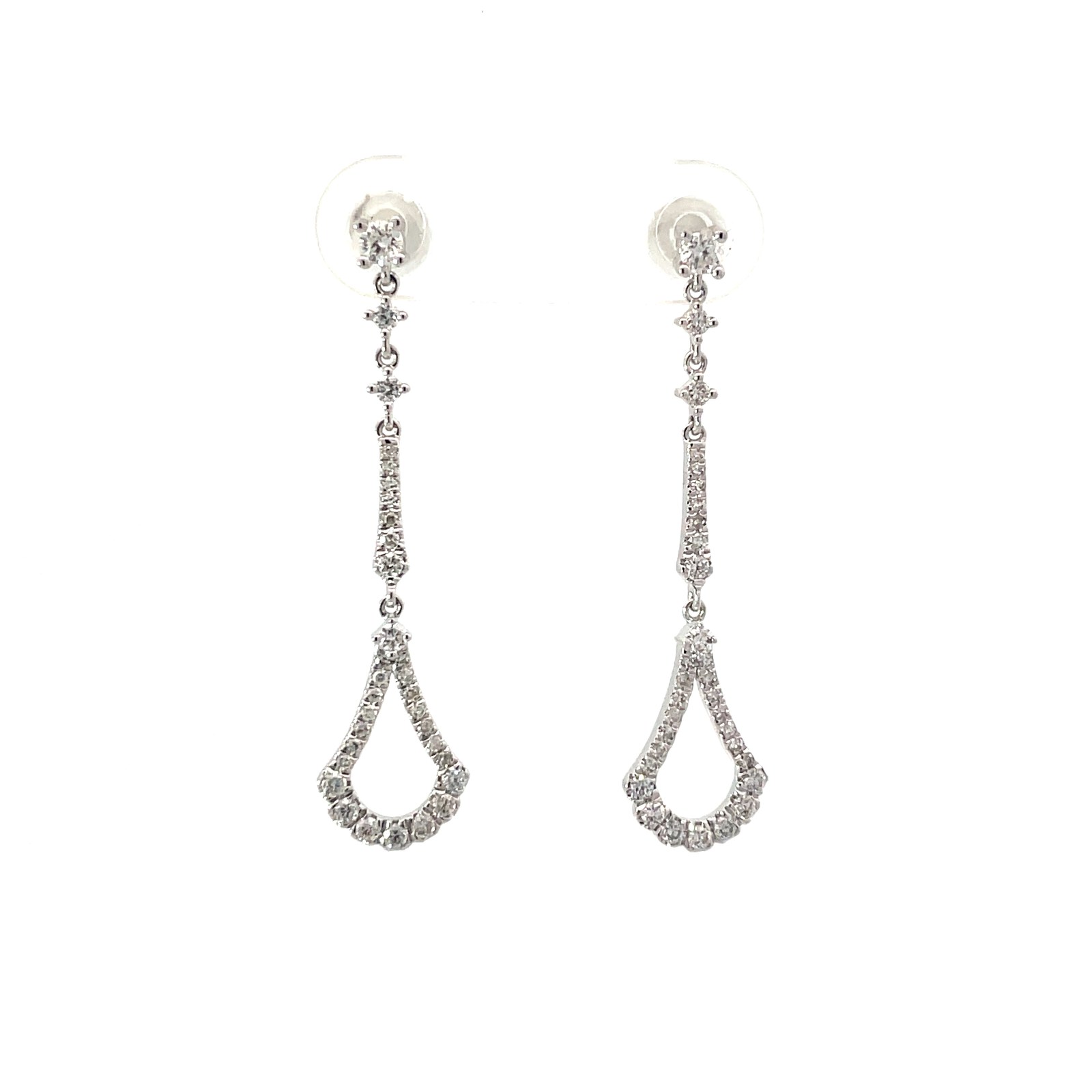 wg .jpg 14kt white gold diamond drop earring with screw backs D tw 0.73cts SI1 clarity, near colorless H color