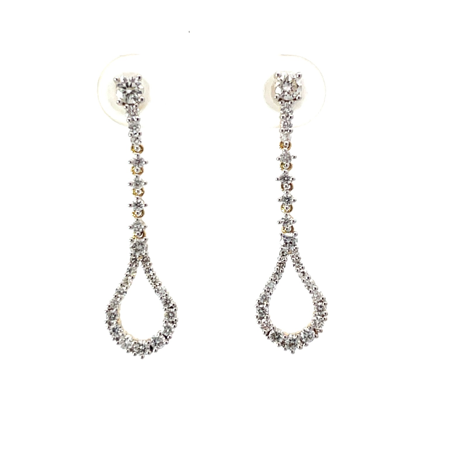 yg .jpg 14kt yellow gold diamond drop dangle earring with screw backs D tw 0.73cts SI clarity, near colorless H/I color
