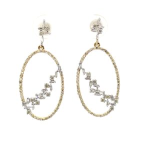 10kt yellow gold diamond oval dangle fashion earring with screw backs D tw 0.80cts SI2 clarity, near colorless J color