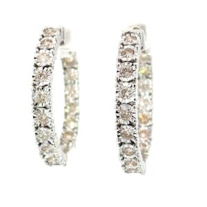 10kt white gold diamond illusion inside out hoop earrings tw 2.04cts SI, near colorless J