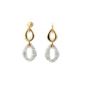 14kt yellow gold diamond dangle fashion pave earring D tw 0.75ctsVS2/SI1, near colorless H