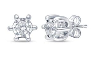 10KT W/G DIAMOND STUDS W/ ILLUSION HEAD TW 0.05 PTS SI2 / I