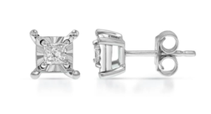 10kt white gold diamond illusion stud earring tw 0.05cts I1, I