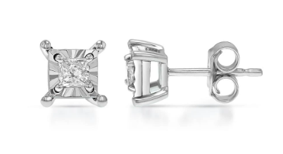 10kt white gold diamond illusion stud earring tw 0.05cts I1, I