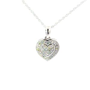 10kt white gold diamond heart pendant on 18" machine made rope tw 0.10cts SI, H/I
