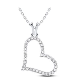 14kt white gold diamond heart tw 0.25cts I1, I/J on machine made rope 18"