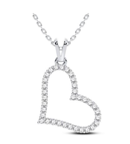 .jpg 14kt white gold diamond heart tw 0.25cts I1, I/J on machine made rope 18"