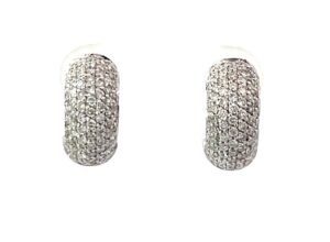 18kt wg diamond pave diamond huggie earring tw 0.93 cts SI, G/H color heavy friction nuts