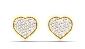 10kt two tone diamond cluster heart earring tw 0.05 pts with screw backs I1, I color