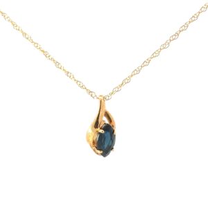 14KT Y/G SAPPHIRE MARQ. PENDANT