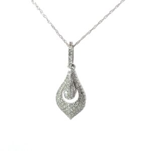 14kt white gold fancy diamond pendant, 86 rd diamonds SI2 clarity, H/I color tw 0.23 pts