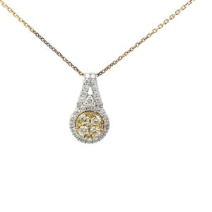 14kt two tone yellow and white diamond pendant on cable chain 18" tw 0.63cts SI, G color