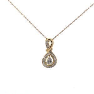 10kt yellow gold diamond fashion infinity pendant on machine made rope 18" tw 0.15cts SI2, I