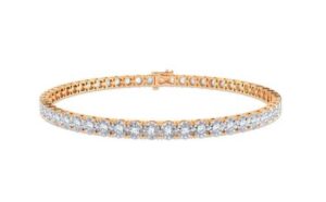 10kt two tone diamond tennis bracelet tw 1.00 ct I1/I2, I/J color with foldover safety