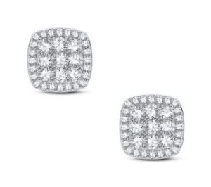 10kt white gold diamond cushion shape earring tw 0.54 cts SI, near colorless G/H color