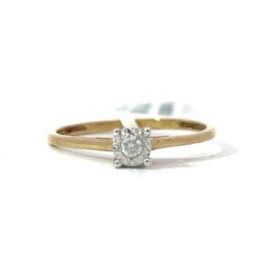 10kt yellow gold illusion solitare diamond engagement ring D tw 0.05cts