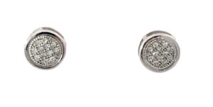 10kt white gold diamond cluster stud earring with screw backs D tw 0.05cts I1, I color