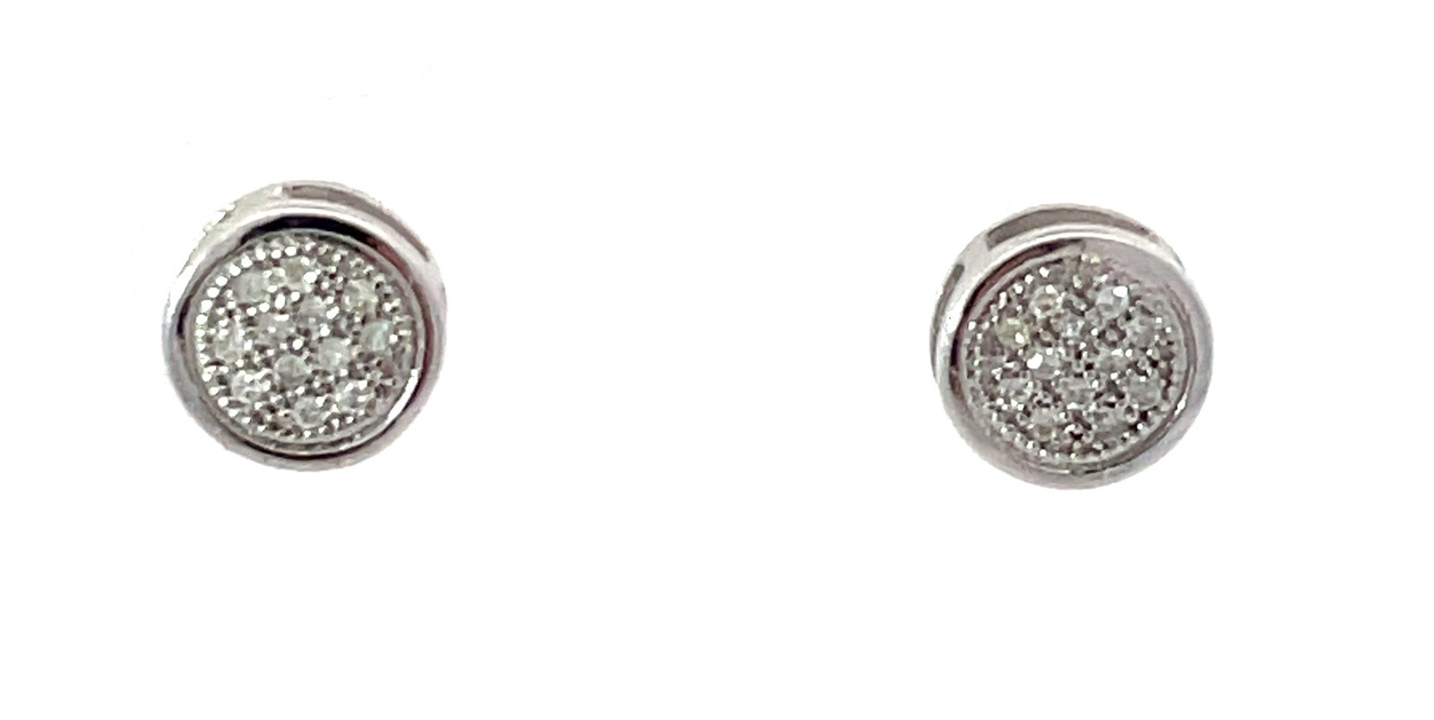 10kt white gold diamond cluster stud earring with screw backs D tw 0.05cts I1, I color