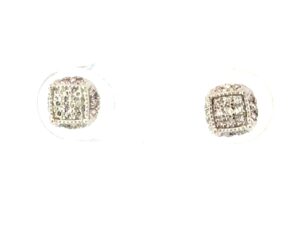 10kt white gold diamond pave cluster stud earring tw 0.10cts I1, I