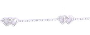 10kt white gold double diamond heart bracelet D tw 1.00cts SI clarity, near colorless H/I color