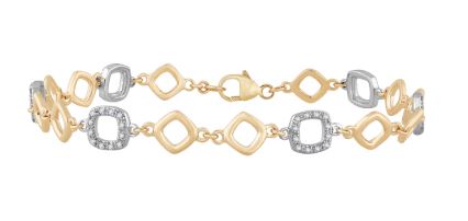 .jpg 10kt two tone diamond cushion bracelet tw 0.25cts SI2, near colorless I with claw catch