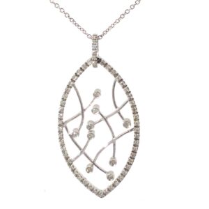 18kt white gold marquis shape diamond freeform necklace tw 0.50 cts SI, G/H