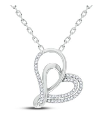 .jpg 14kt white gold diamond double heart pendant on 0.9mm cable chain SI2, H 18" D tw 0.15ct