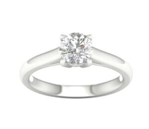 14kt white gold LAB GROWN round solitare eng ring D tw 1.17cts IGI certif VS,I